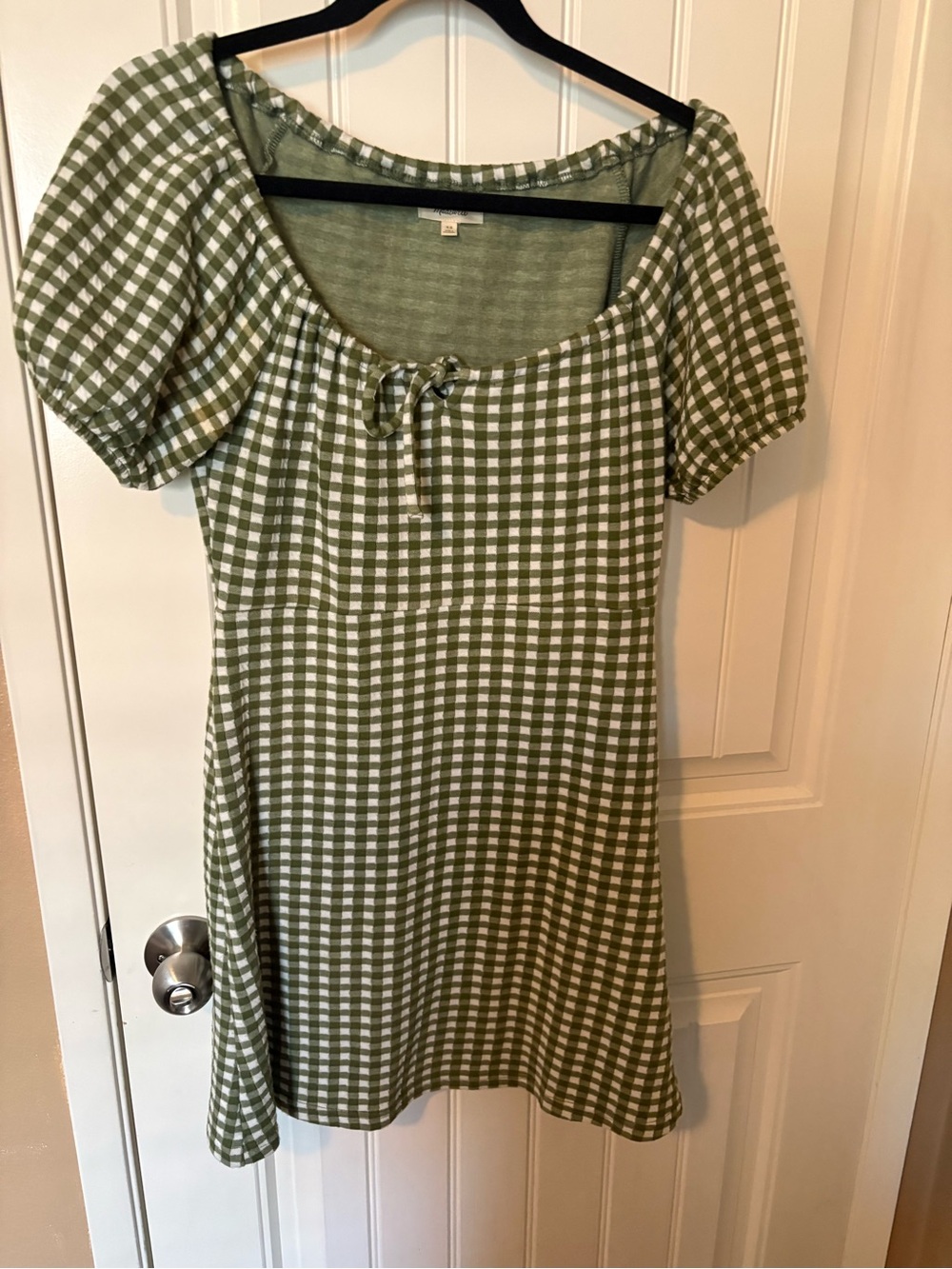Madewell Women’s Green Gingham Square-Neck Dress